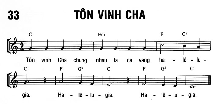 Sheet music: TÔN VINH CHA