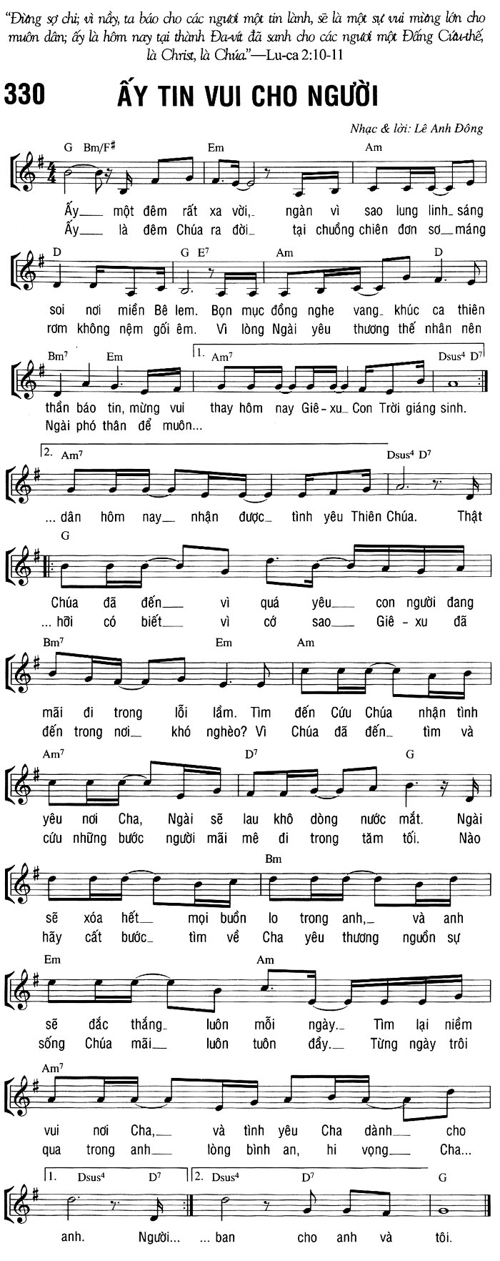 Sheet music: ẤY TIN VUI CHO NGƯỜI