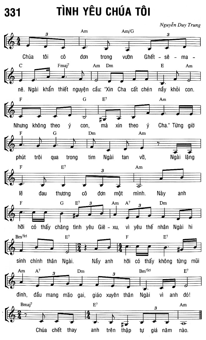 Sheet music: TÌNH YÊU CHÚA TÔI