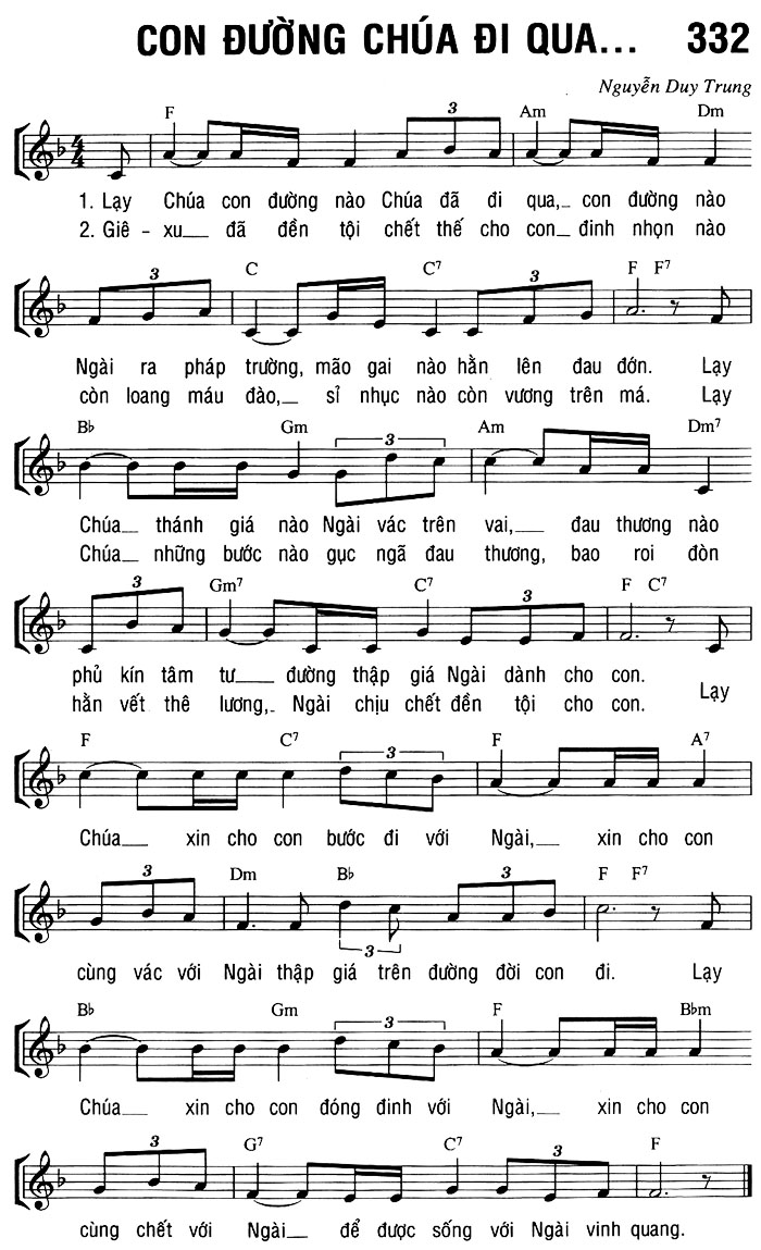 Sheet music: CON ĐƯỜNG CHÚA ĐI QUA