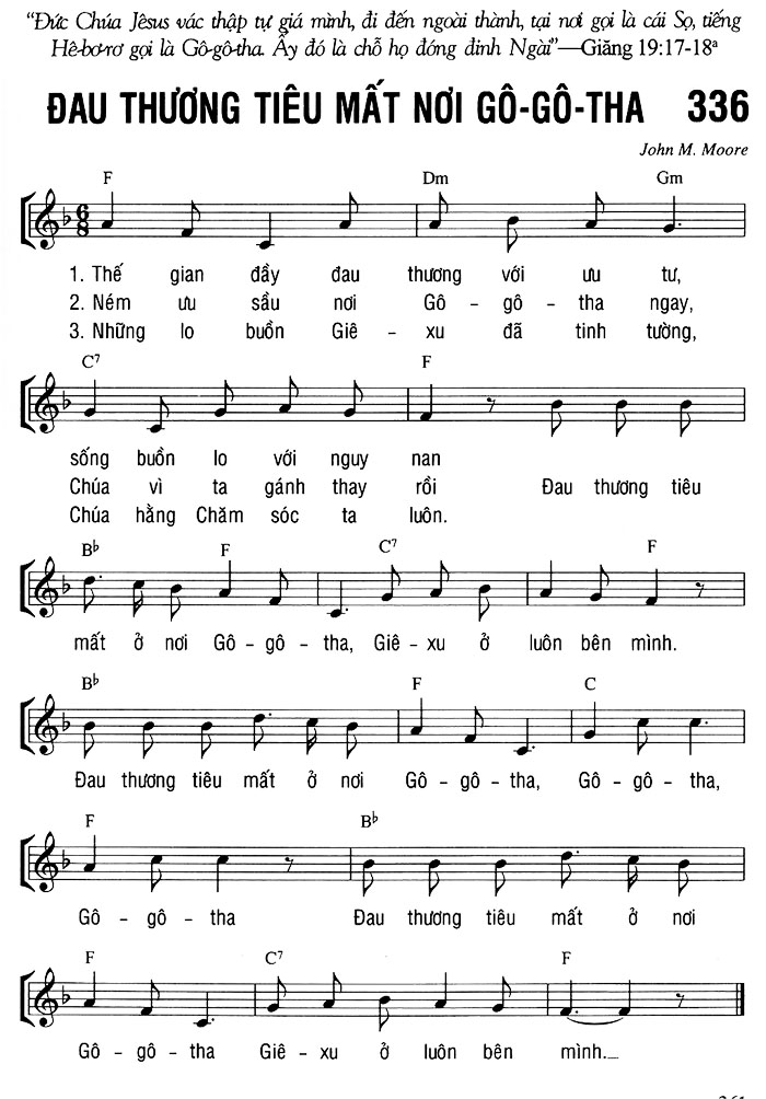 Sheet music: ĐAU THƯƠNG TIÊU MẤT NƠI GÔ-GÔ-THA