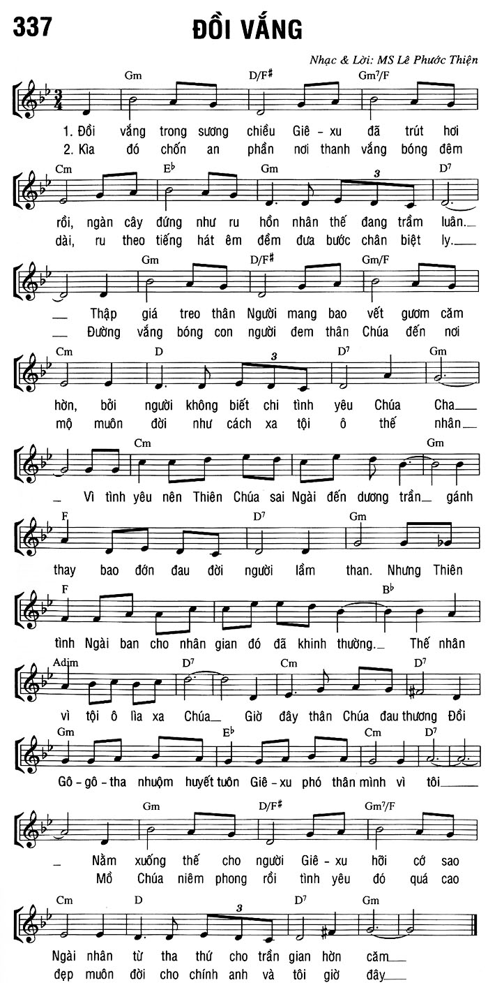 Sheet music: ĐỒI VẮNG