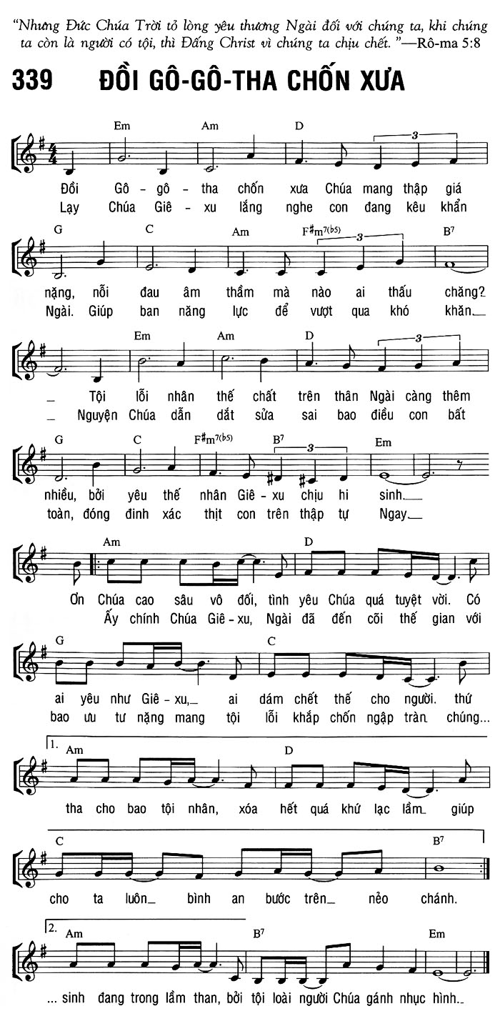 Sheet music: ĐỒI GÔ-GÔ-THA CHỐN XƯA