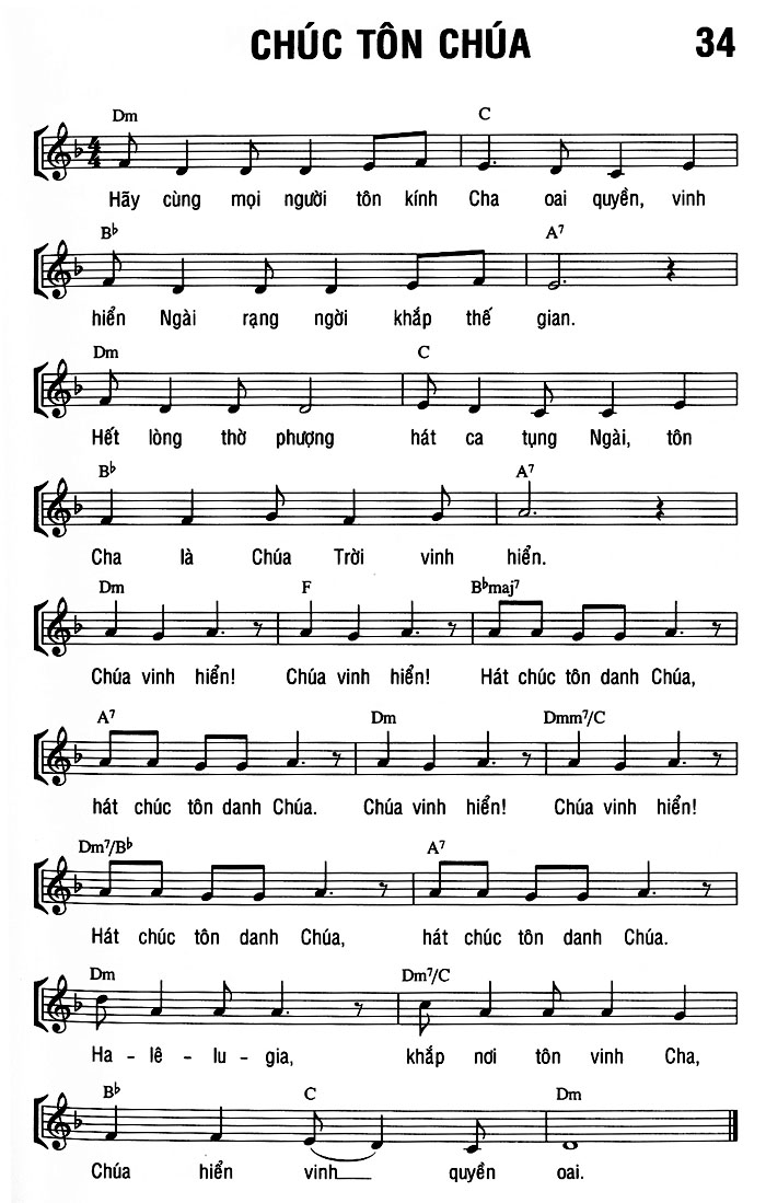 Sheet music: CHÚC TÔN CHÚA