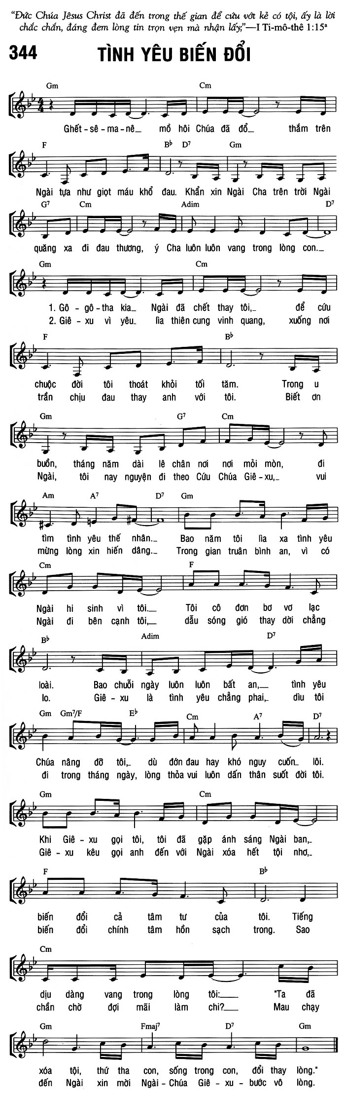 Sheet music: TÌNH YÊU BIẾN ĐỔI