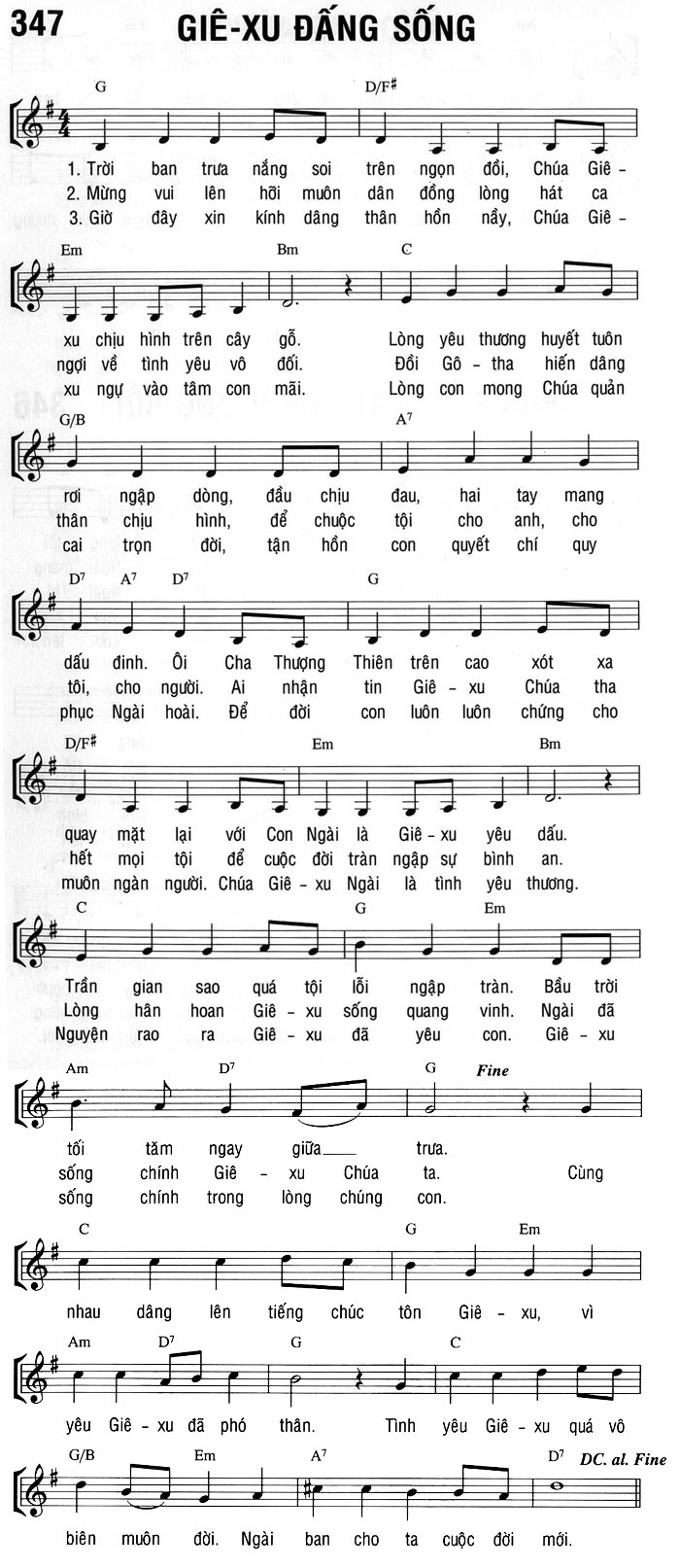 Sheet music: GIÊ-XU ĐẤNG SỐNG