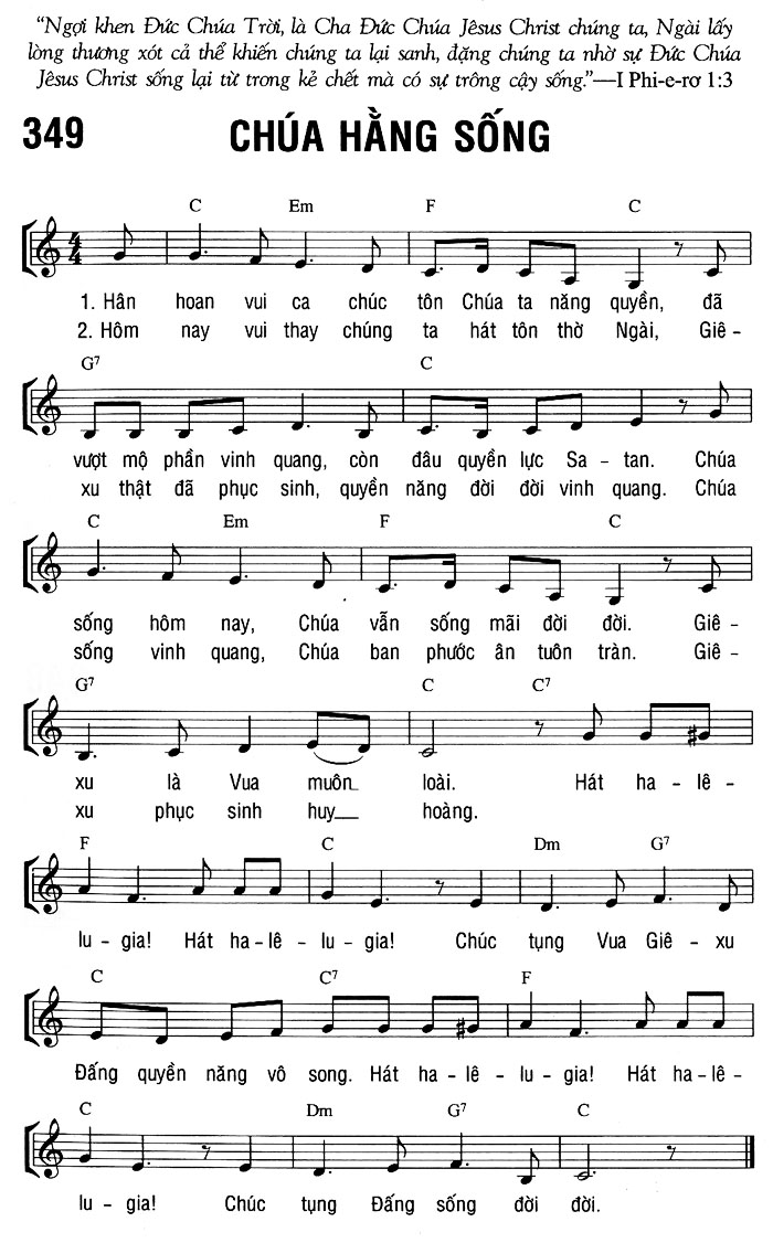 Sheet music: CHÚA HẰNG SỐNG