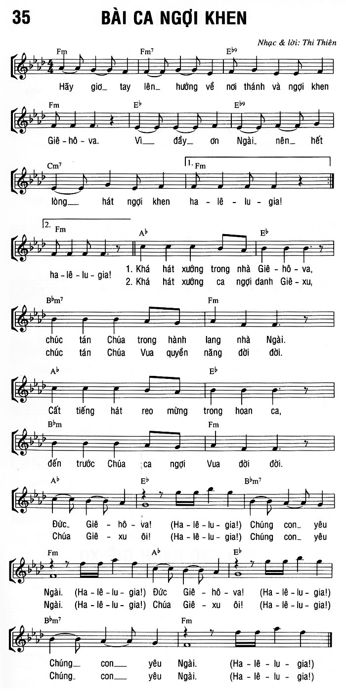 Sheet music: BÀI CA NGỢI KHEN