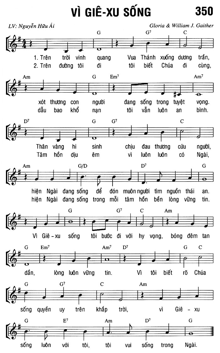 Sheet music: VÌ GIÊ-XU SỐNG