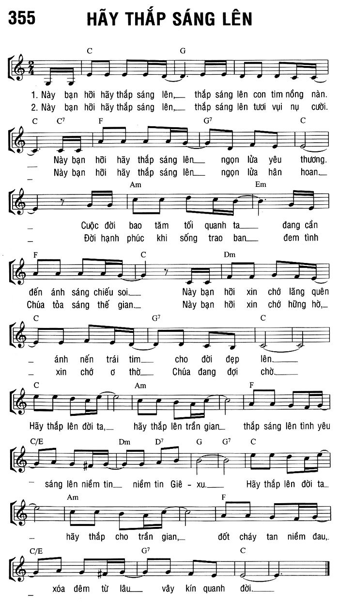 Sheet music: HÃY THẮP SÁNG LÊN