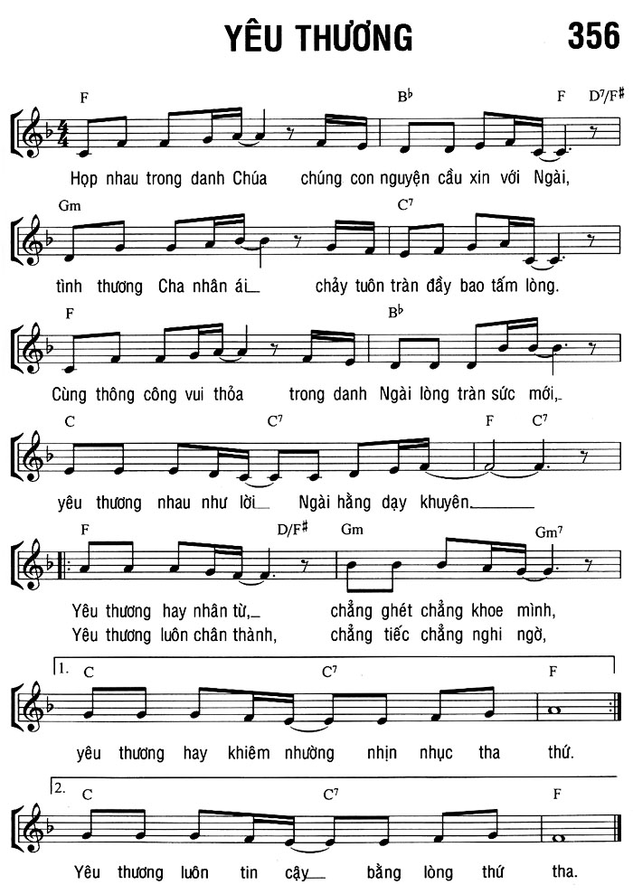 Sheet music: YÊU THƯƠNG