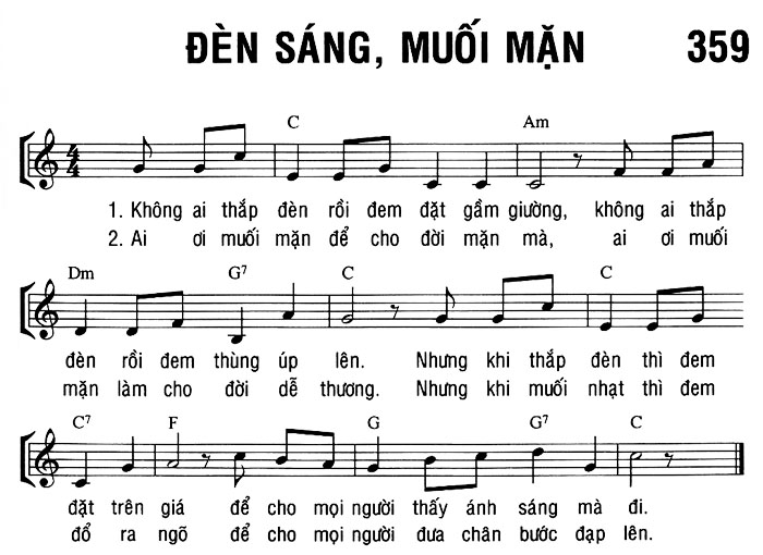 Sheet music: ĐÈN SÁNG – MUỐI MẶN