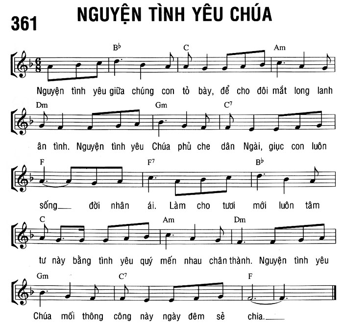 Sheet music: NGUYỆN TÌNH YÊU CHÚA