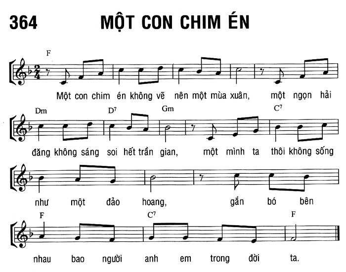 Sheet music: MỘT CON CHIM ÉN