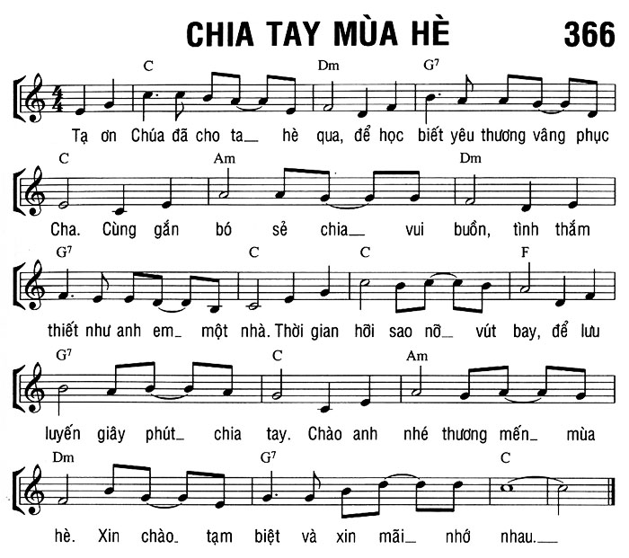 Sheet music: CHIA TAY MÙA HÈ