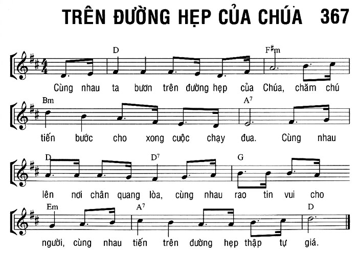 Sheet music: TRÊN ĐƯỜNG HẸP CỦA CHÚA