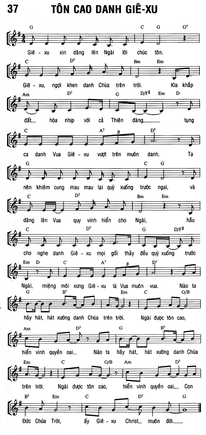 Sheet music: TÔN CAO DANH GIÊ-XU