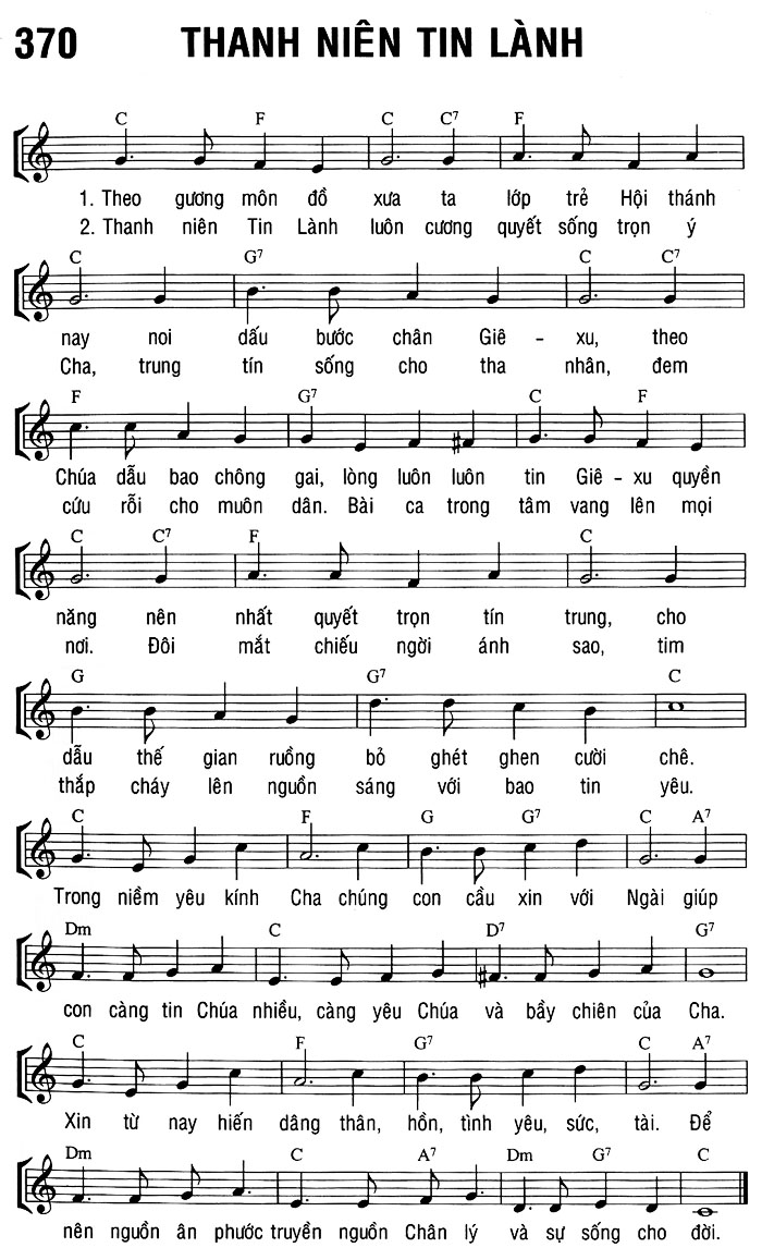 Sheet music: THANH NIÊN TIN LÀNH