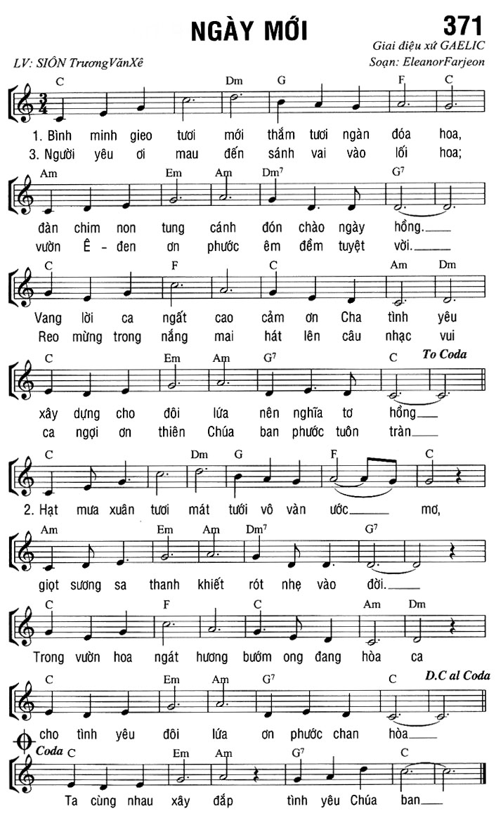 Sheet music: NGÀY MỚI