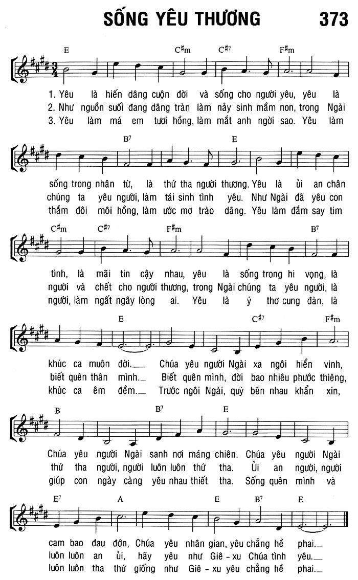 Sheet music: SỐNG YÊU THƯƠNG