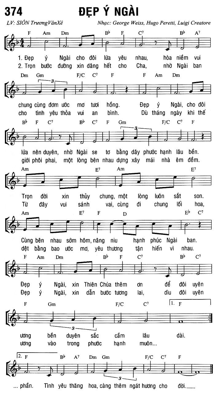 Sheet music: ĐẸP Ý NGÀI