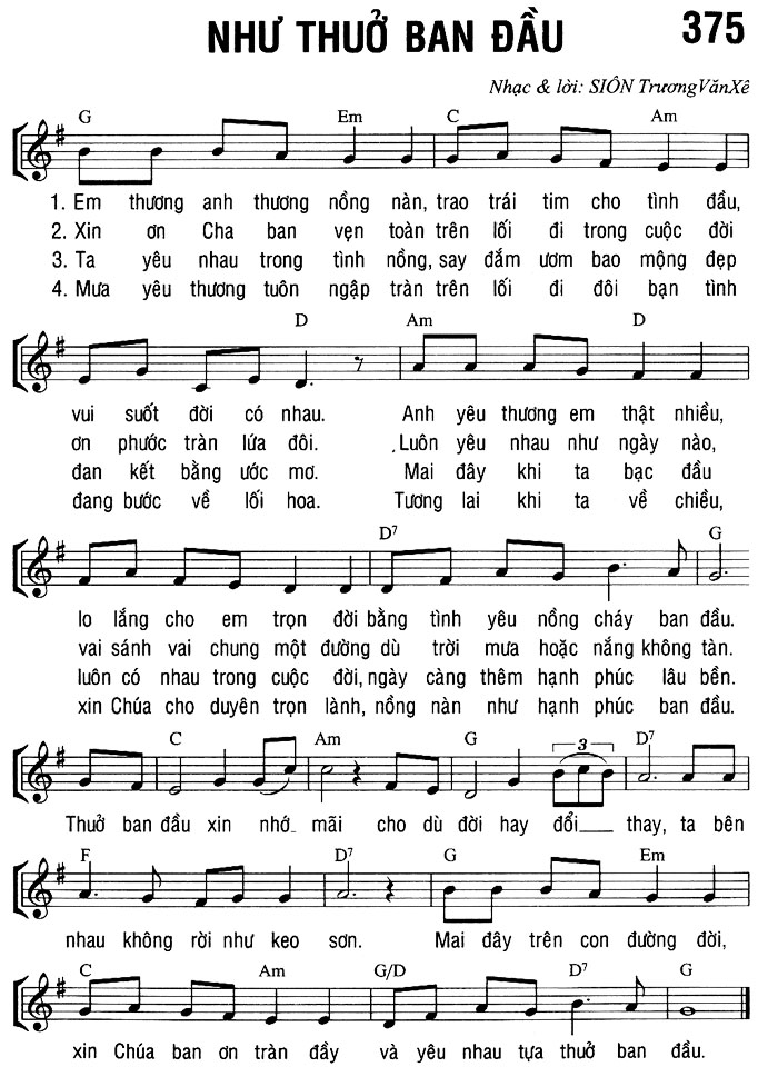 Sheet music: NHƯ THUỞ BAN ĐẦU