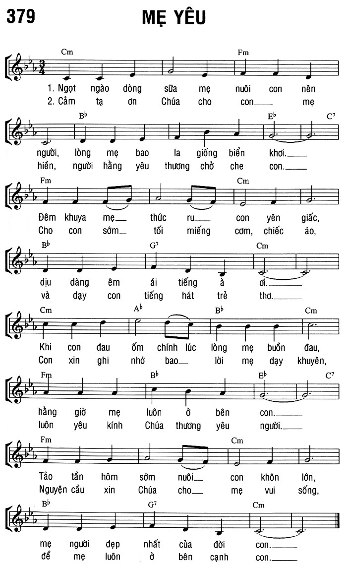 Sheet music: MẸ YÊU
