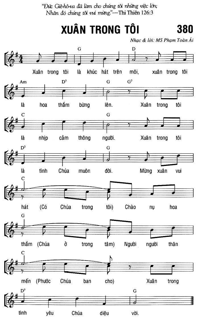 Sheet music: XUÂN TRONG TÔI
