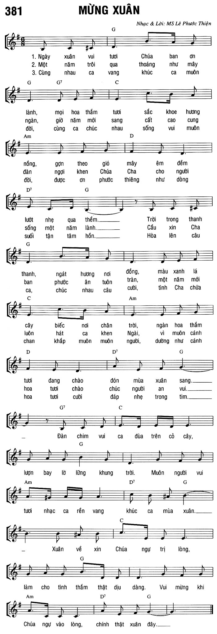 Sheet music: MỪNG XUÂN