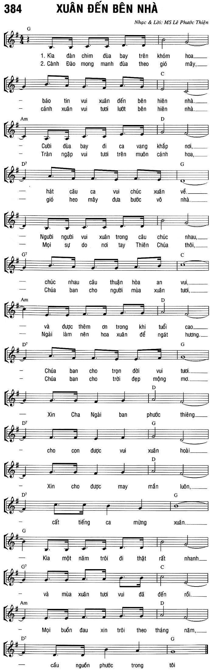 Sheet music: XUÂN ĐẾN BÊN NHÀ