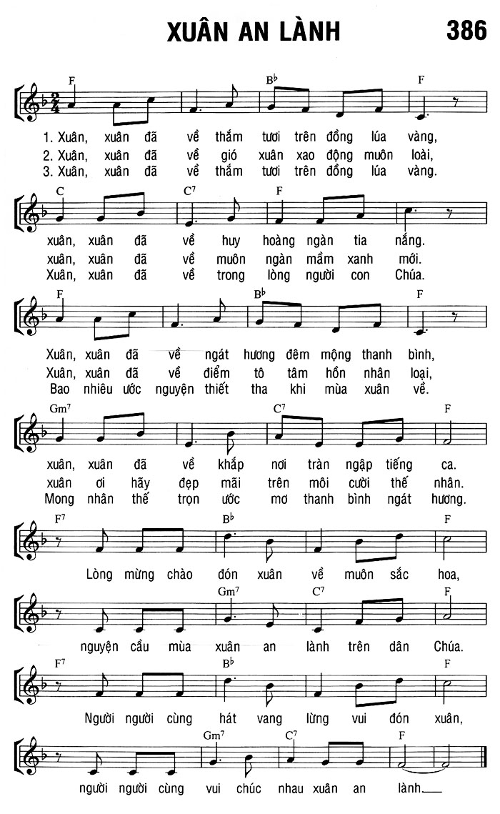 Sheet music: XUÂN AN LÀNH