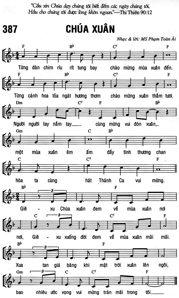 Sheet music: CHÚA XUÂN