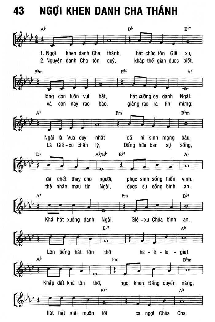 Sheet music: NGỢI KHEN DANH CHA THÁNH