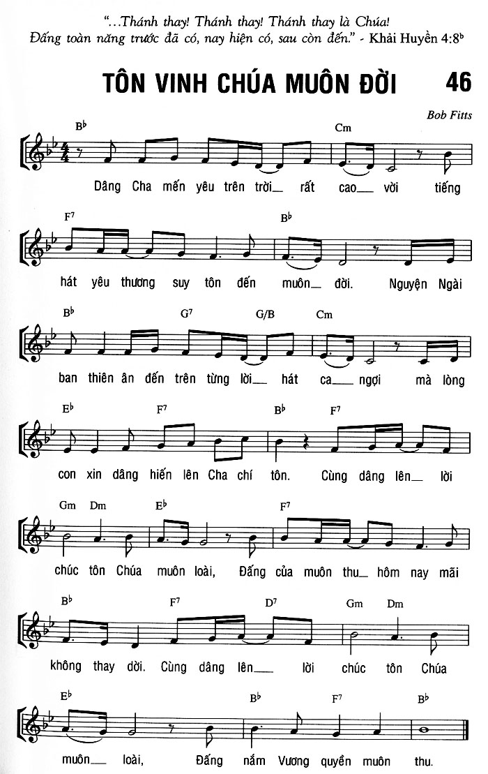 Sheet music: TÔN VINH CHÚA MUÔN ĐỜI