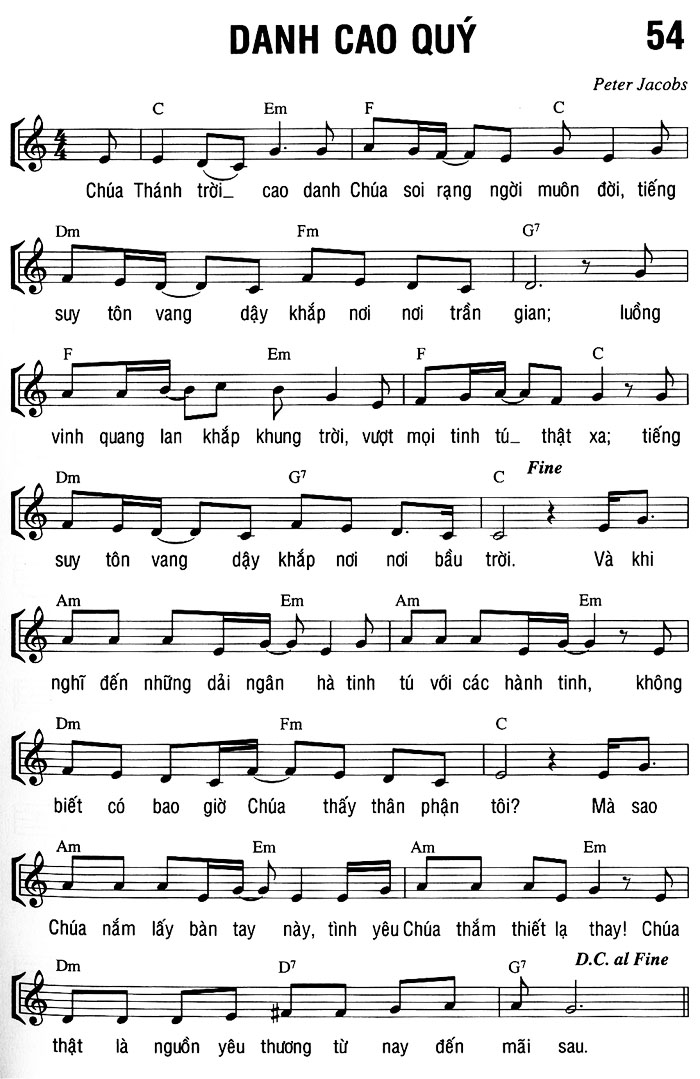 Sheet music: DANH CAO QUÝ