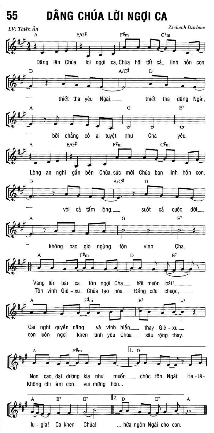 Sheet music: DÂNG CHÚA LỜI NGỢI CA