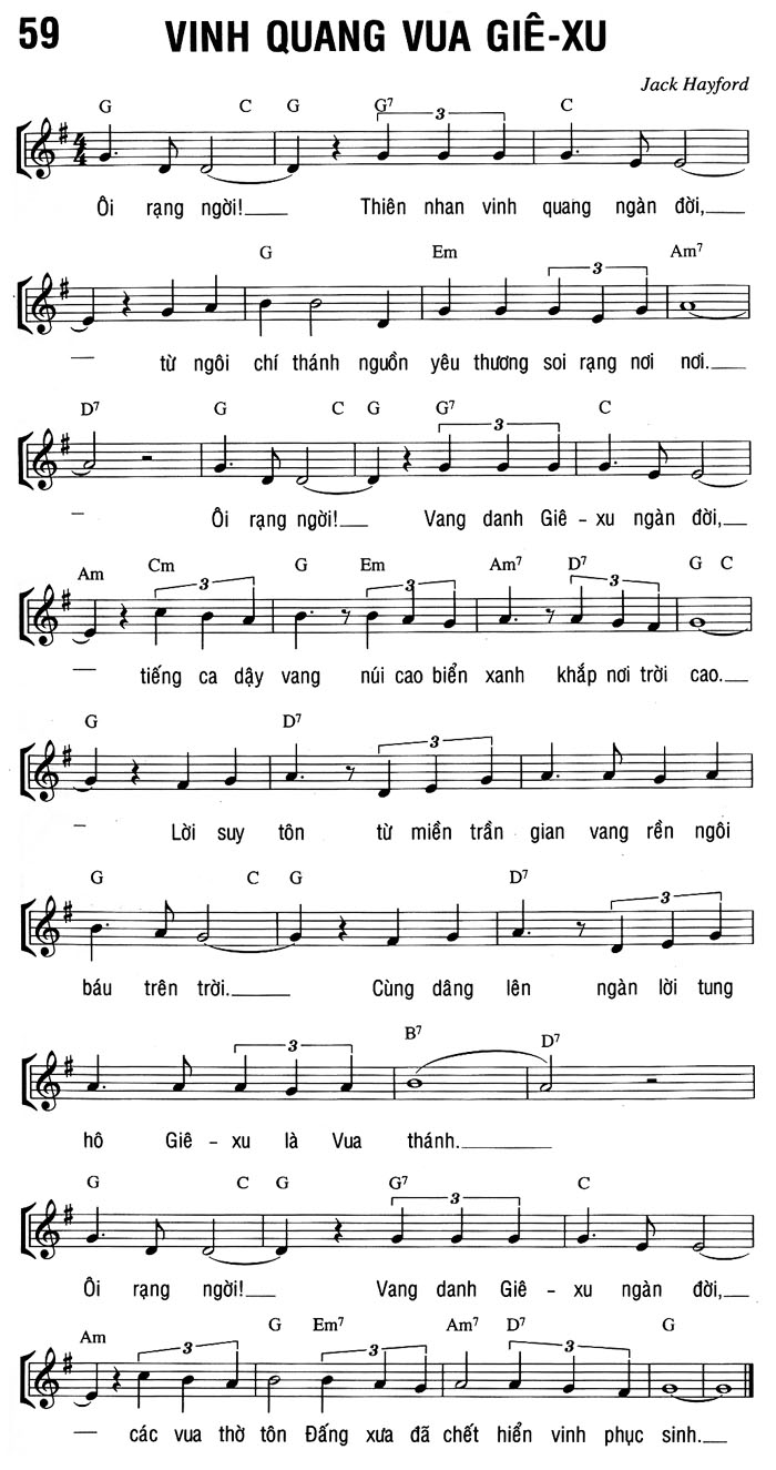 Sheet music: VINH QUANG VUA GIÊ-XU