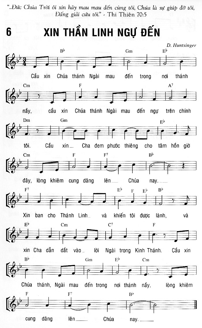 Sheet music: XIN THẦN LINH NGỰ ĐẾN