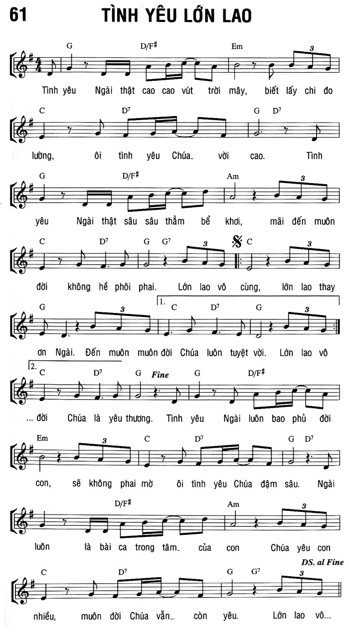 Sheet music: TÌNH YÊU LỚN LAO