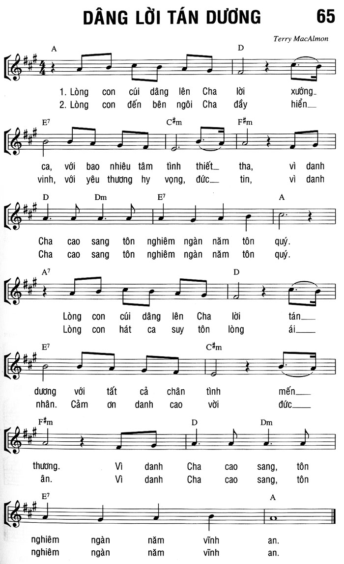 Sheet music: DÂNG LỜI TÁN DƯƠNG