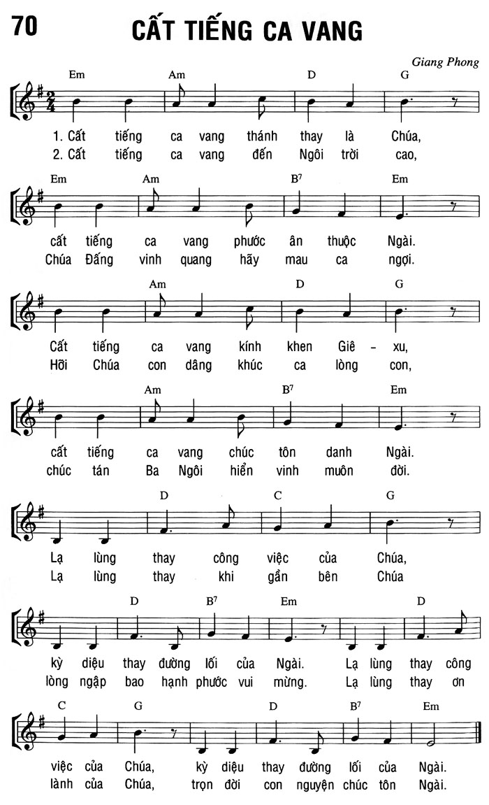 Sheet music: CẤT TIẾNG CA VANG