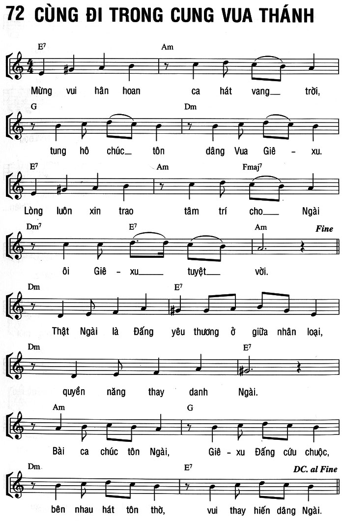 Sheet music: CÙNG ĐI TRONG CUNG VUA THÁNH