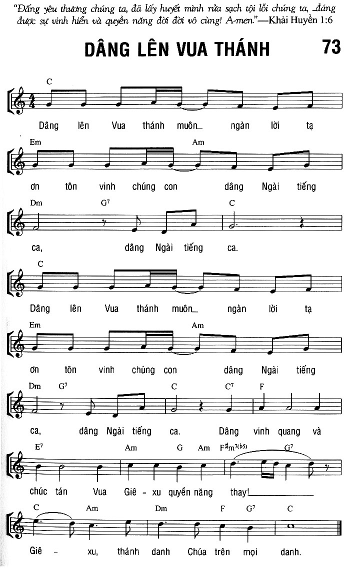 Sheet music: DÂNG LÊN VUA THÁNH