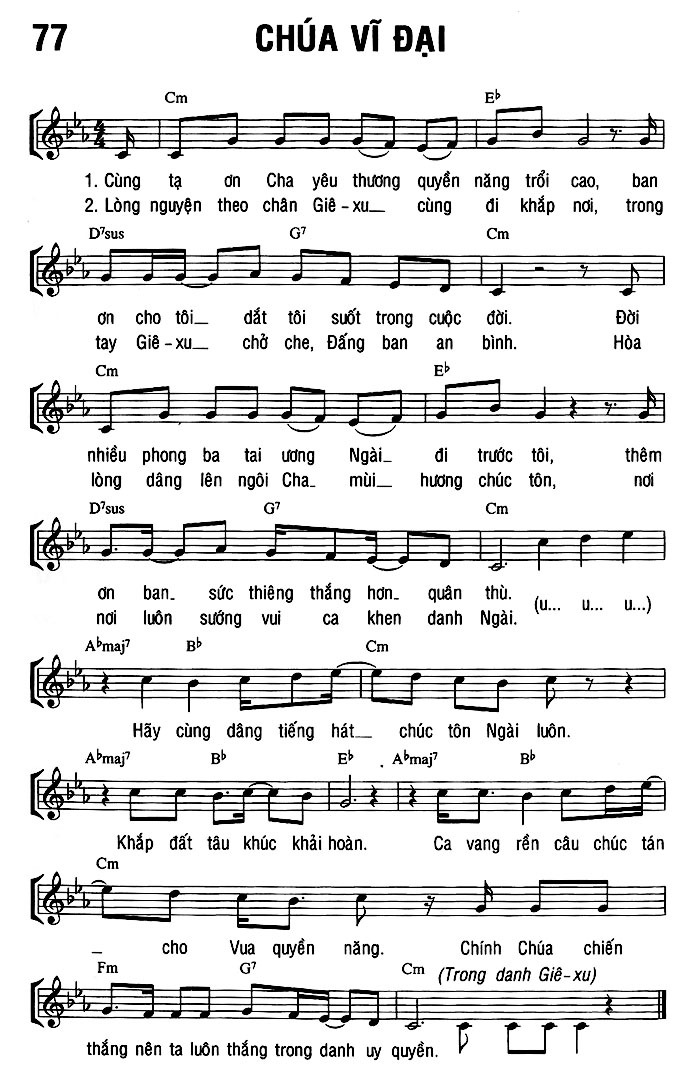 Sheet music: CHÚA VĨ ĐẠI