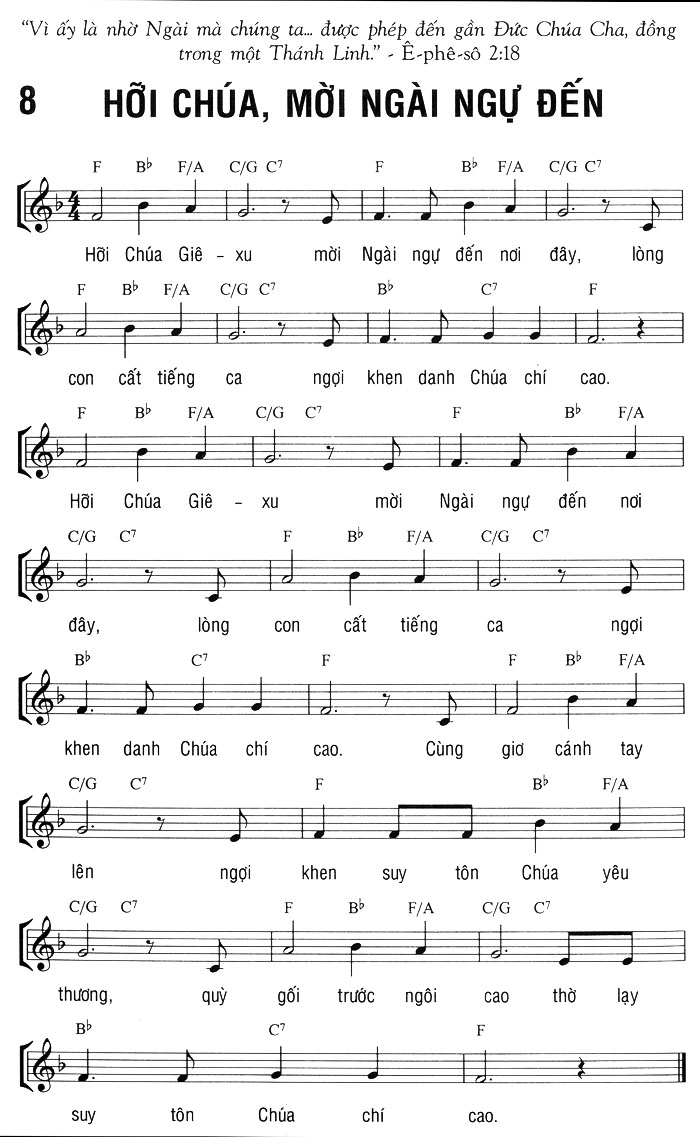 Sheet music: HỠI CHÚA! MỜI NGÀI NGỰ ĐẾN