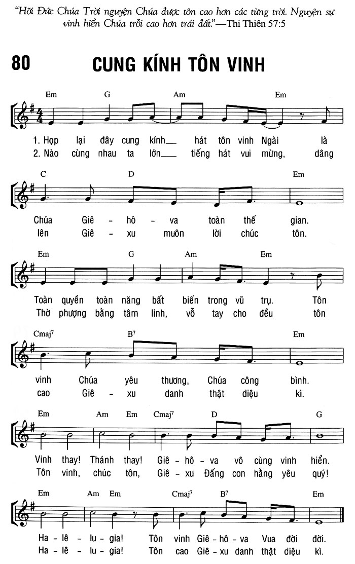 Sheet music: CUNG KÍNH TÔN VINH