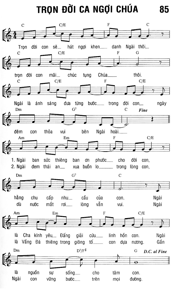Sheet music: TRỌN ĐỜI CA NGỢI CHÚA