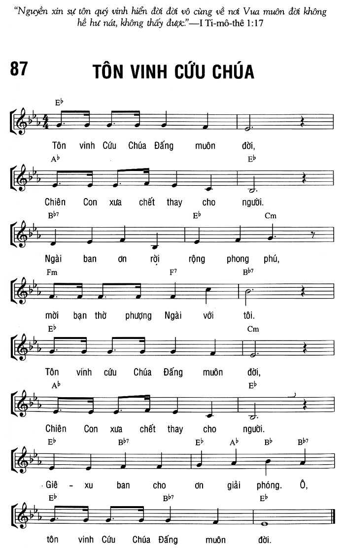 Sheet music: TÔN VINH CỨU CHÚA