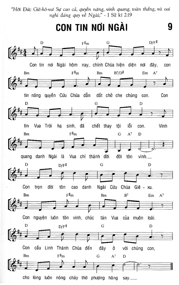 Sheet music: CON TIN NƠI NGÀI