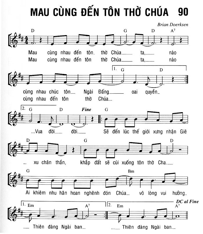 Sheet music: MAU CÙNG ĐẾN TÔN THỜ CHÚA